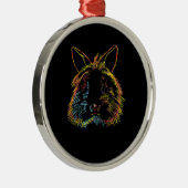 Rabbit Gift | Colorful Bunny Lionhead Rabbit Metalen Ornament (Rechts)