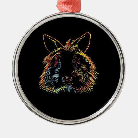 Rabbit Gift | Colorful Bunny Lionhead Rabbit Metalen Ornament (Voorkant)