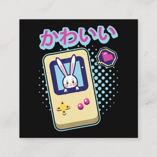 Rabbit Gift | Cute Bunny Pastel Kawaii Gamer Vierkante Visitekaartje (Voorkant)