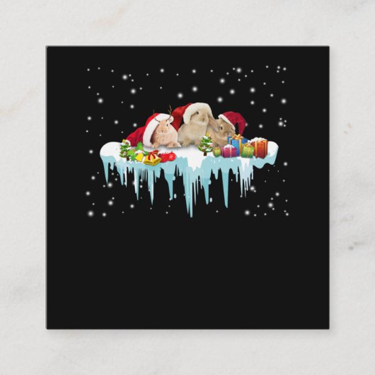 Rabbit Gift | Drie konijnen echt mooi kerstfeest Vierkante Visitekaartje (Voorkant)