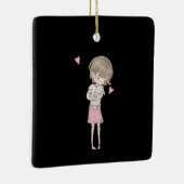 Rabbit Gift |Kute Little Girl & Bunny Rabbit Pink Keramisch Ornament (Rechts)