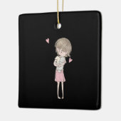 Rabbit Gift |Kute Little Girl & Bunny Rabbit Pink Keramisch Ornament (Links)