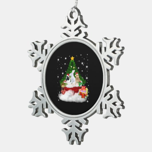 Rabbit Gift | Vrolijk kerstkonijnen — Lovely Gift Tin Sneeuwvlok Ornament (Rechts)