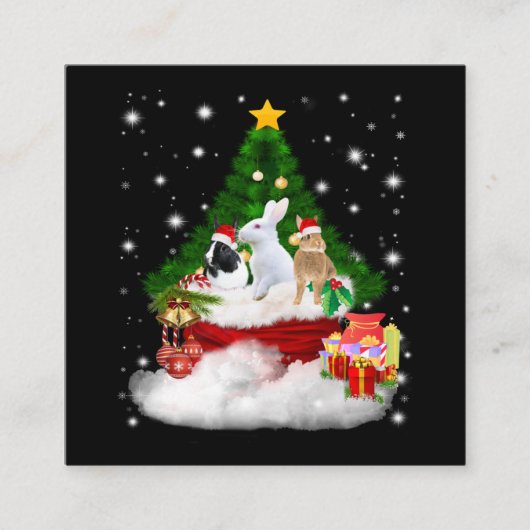 Rabbit Gift | Vrolijk kerstkonijnen — Lovely Gift Vierkante Visitekaartje (Voorkant)