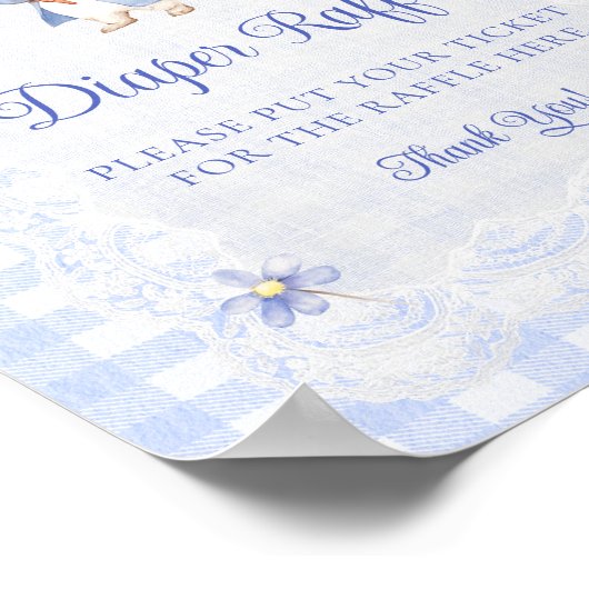 Rabbit Gingham Bunny Baby Shower Diaper Raffle Poster (Hoek)