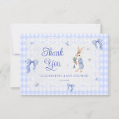 Rabbit Gingham Bunny Baby Shower Thank You  Card Kaart (Voorkant)