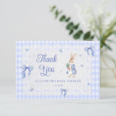 Rabbit Gingham Bunny Baby Shower Thank You  Card Kaart (Staand voorkant)