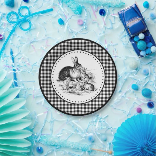 Rabbit Gingham Papieren Bordje (Feest)