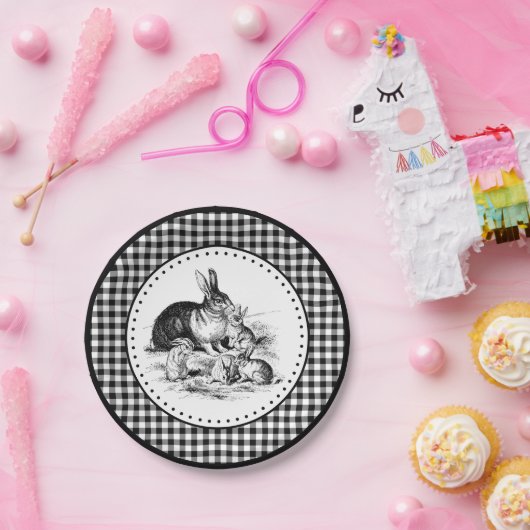 Rabbit Gingham Papieren Bordje (Feest)