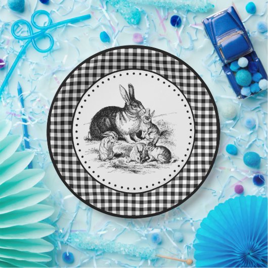 Rabbit Gingham Papieren Bordje (Feest)