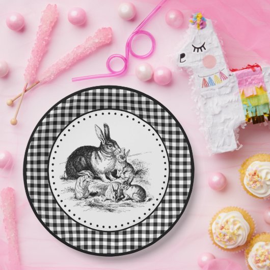 Rabbit Gingham Papieren Bordje (Feest)