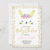 Rabbit Gold Confetti Baby shower Uitnodiging (Voorkant)