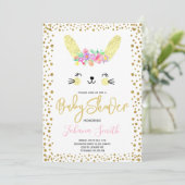 Rabbit Gold Confetti Baby shower Uitnodiging (Staand voorkant)