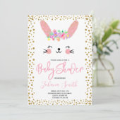 Rabbit Gold Confetti Baby shower Uitnodiging (Staand voorkant)