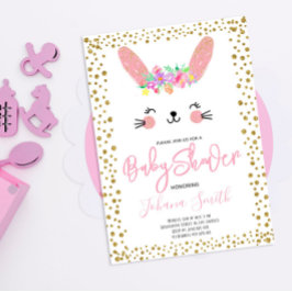 Rabbit Gold Confetti Baby shower Uitnodiging