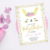 Rabbit Gold Confetti Baby shower Uitnodiging