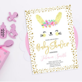 Rabbit Gold Confetti Baby shower Uitnodiging