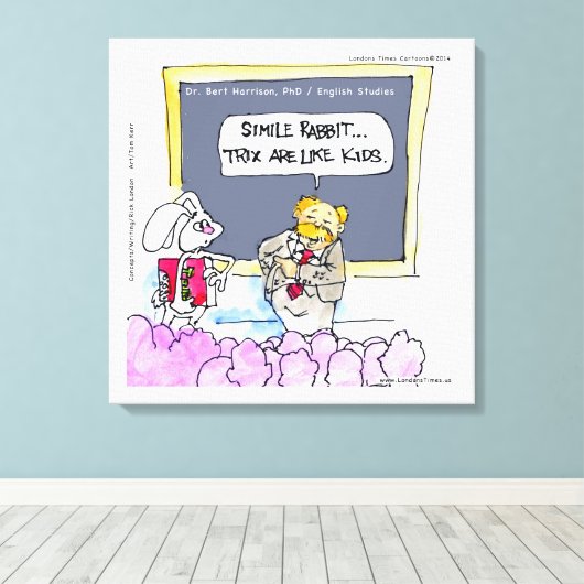 Rabbit Grammar Police Funny Canvas Print (Insitu (Houten vloer))