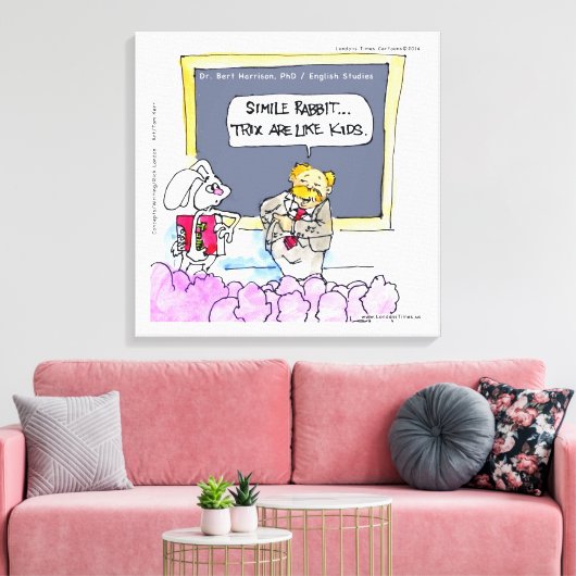 Rabbit Grammar Police Funny Canvas Print (Insitu (Woonkamer))
