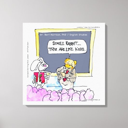 Rabbit Grammar Police Funny Canvas Print (Voorkant)