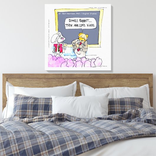 Rabbit Grammar Police Funny Canvas Print (Insitu (Slaapkamer))