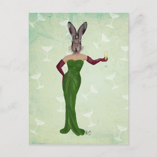 Rabbit Green Dress 3 Briefkaart (Voorkant)