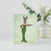 Rabbit Green Dress 3 Briefkaart (Staand voorkant)