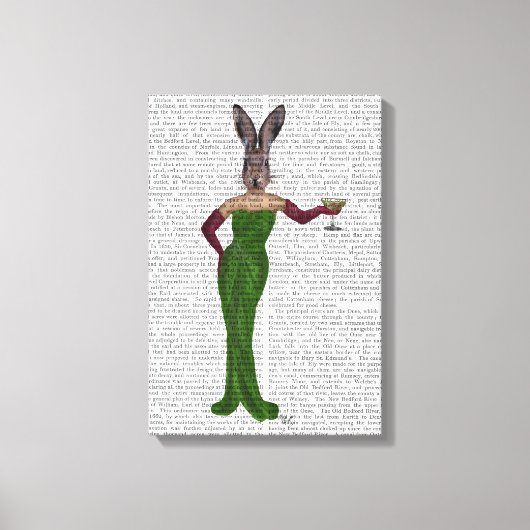 Rabbit Green Dress Canvas Afdruk (Voorkant)