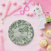 Rabbit Green Woodland Bunny Hare Painting Art Papieren Bordje (Feest)