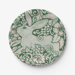 Rabbit Green Woodland Bunny Hare Painting Art Papieren Bordje