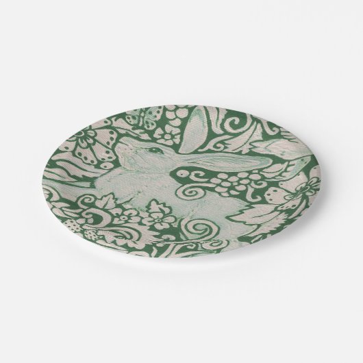 Rabbit Green Woodland Bunny Hare Painting Art Papieren Bordje (Gekanteld)