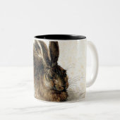 Rabbit Hare in de sneeuw - Durand Tweekleurige Koffiemok (Voorkant rechts)