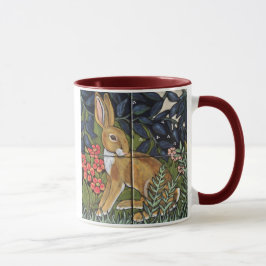 Rabbit Hare in Forest William Morris Style Mok