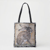 Rabbit Hare Jackrabbit Tegel Kijk Canvas tas (Voorkant)