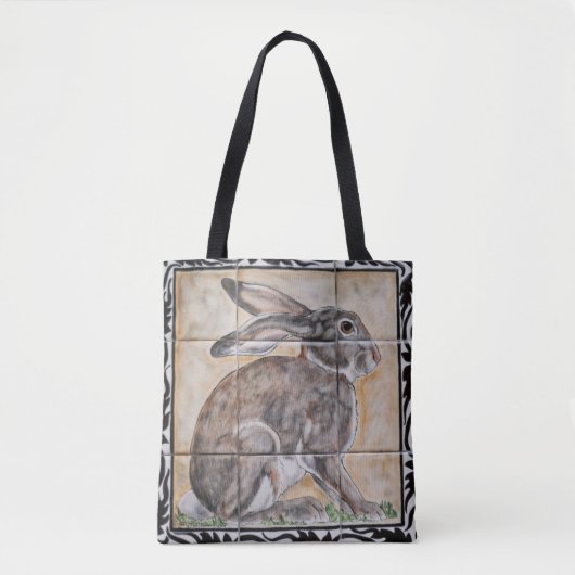 Rabbit Hare Jackrabbit Tegel Kijk Canvas tas (Voorkant)