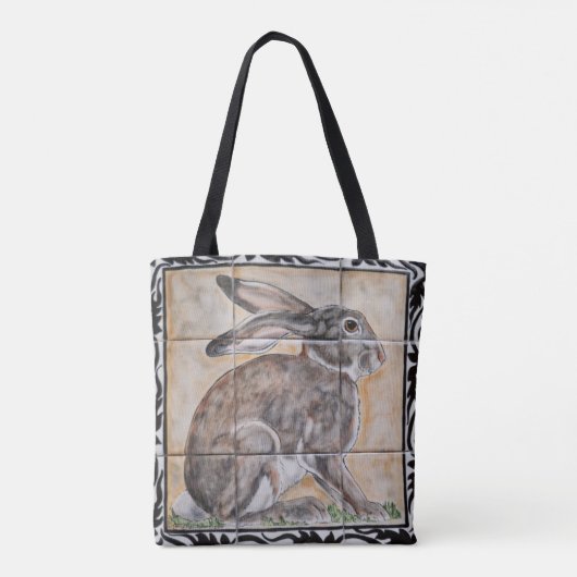 Rabbit Hare Jackrabbit Tegel Kijk Canvas tas (Achterkant)
