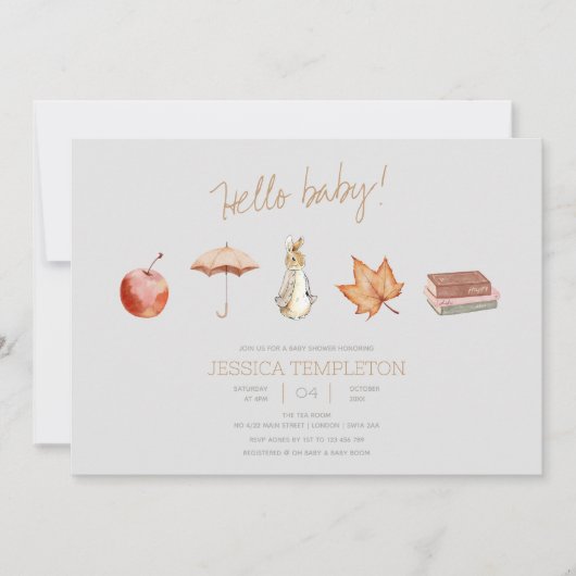 Rabbit Herfst Elements Baby shower Kaart (Voorkant)