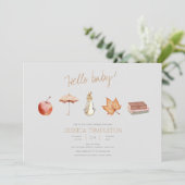 Rabbit Herfst Elements Baby shower Kaart (Staand voorkant)