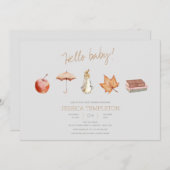 Rabbit Herfst Elements Baby shower Kaart (Voorkant / Achterkant)