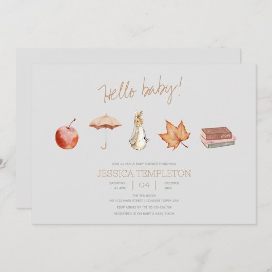 Rabbit Herfst Elements Baby shower Kaart (Voorkant / Achterkant)