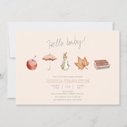 Rabbit Herfst Elements Baby shower Kaart (Voorkant)