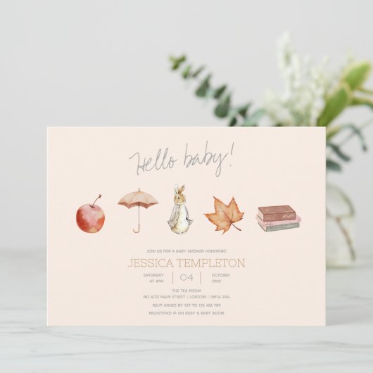 Rabbit Herfst Elements Baby shower Kaart (Staand voorkant)