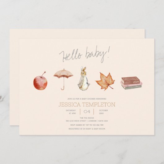 Rabbit Herfst Elements Baby shower Kaart (Voorkant / Achterkant)