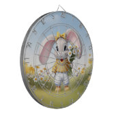 Rabbit holding bouquet of white daisies dartbord (Voorkant Links)
