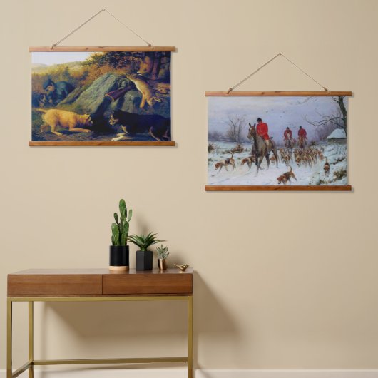 Rabbit Hunt Fox Hunt Rustic Outdoorsport Hangend Wandkleed (Asymmetrisch)