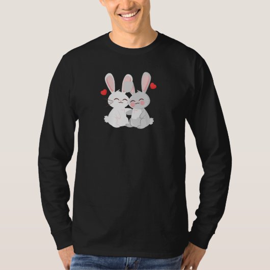 RABBIT Huwelijksjubileum Verlovingsfeest Hij Hij T-shirt (Voorkant)