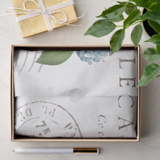 Rabbit Hydrangea Flower Carte Postale Decoupage Tissuepapier (Geschenk)