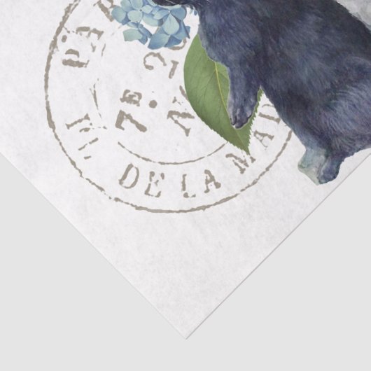 Rabbit Hydrangea Flower Carte Postale Decoupage Tissuepapier (Detail)