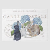 Rabbit Hydrangea Flower Carte Postale Decoupage Tissuepapier (Voorkant)