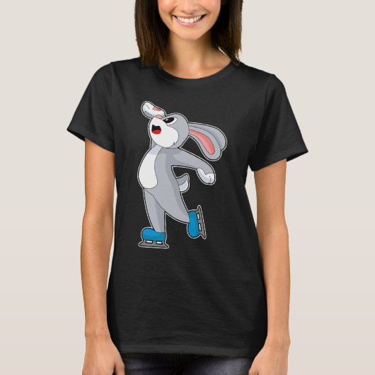 Rabbit Ice skating Ice skates Winter sports T-shirt (Voorkant)